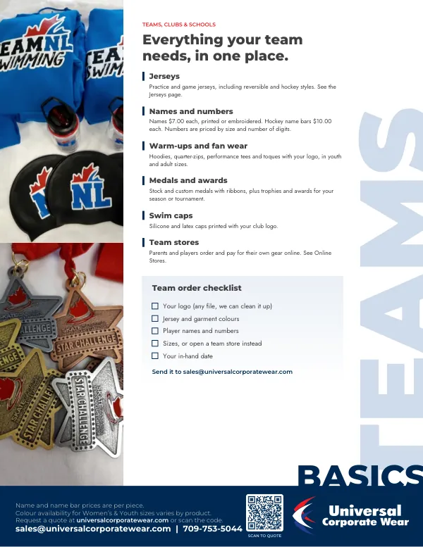 Teams page of the Basics 2026 catalogue